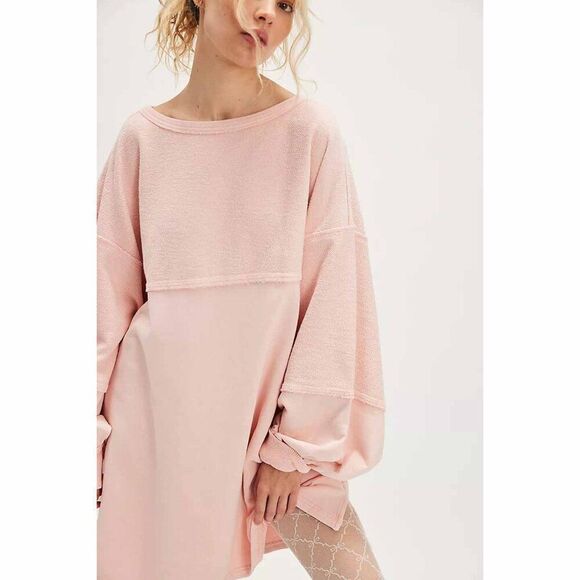 Free People We The Free Coastal Solid Crew Sweatshirt Top Oversized S NEW 277726 - Picture 4 of 9